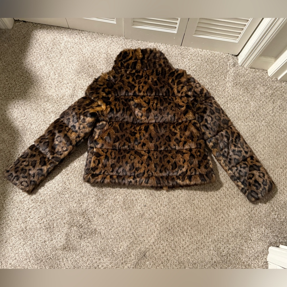 Abercrombie & Fitch Leopard Print Faux Fur Jacket